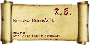 Kriska Bernát névjegykártya